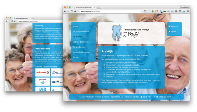 afbeelding van Website voor tandprothetische Praktijk J. Riefel